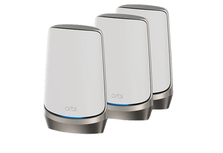 NETGEAR Orbi Quad-Band WiFi 6E Mesh System (RBKE963) with 2 Satellite, AXE11000 Creative white