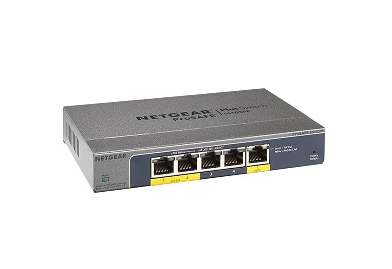 Gigabit Plus Switch Series - GS105PE, Plus Switches, Switches, Business