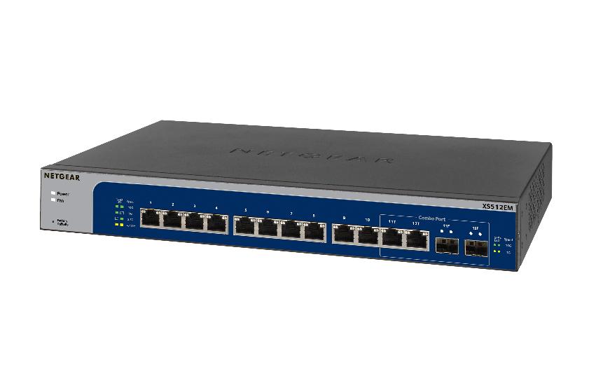 NETGEAR 12-Port 10G Multi-Gigabit Plus Switch (XS512EM) - Managed, with 2 x  10G SFP+, Desktop or Rackmount, and Limited Lifetime Protection