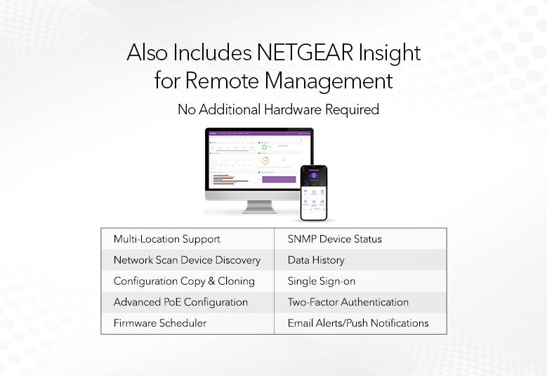 Switches GS710TUP Also Includes NETGEAR Insight for Remote Management