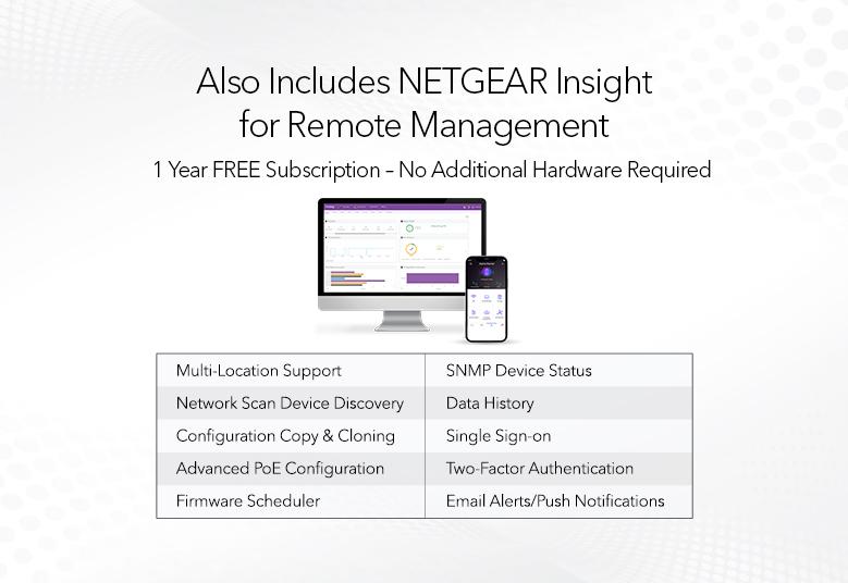 Switches GS716TPP Also Includes NETGEAR Insight for Remote Management