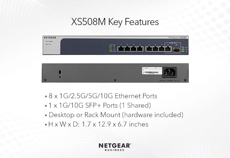 NETGEAR XS508M 8-Port 10G Multi-Gigabit Ethernet Unmanaged Switch