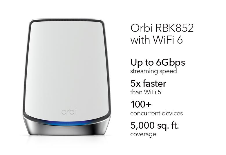 Orbi RBK852 WiFi 6 Mesh System 2-Pack 850 Series | NETGEAR