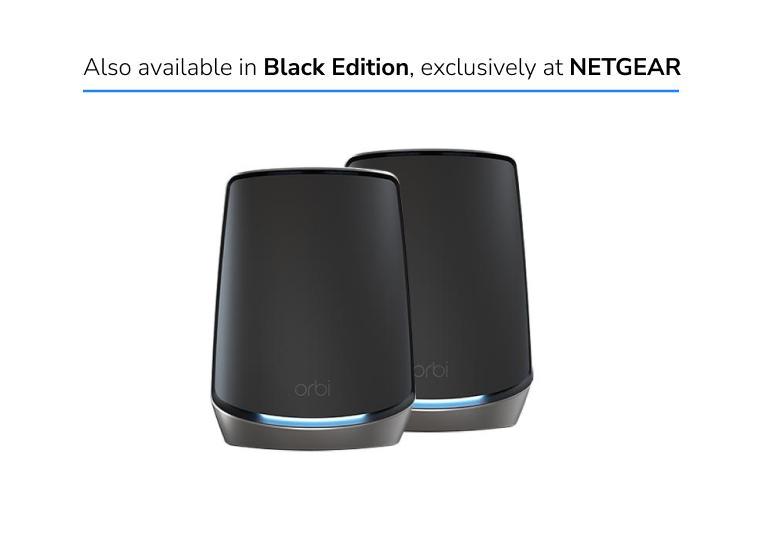 NETGEAR Orbi Tri-Band WiFi 6 Mesh System with 1 Satellite, AX6000 also available in Black Edition (RBK862SB)