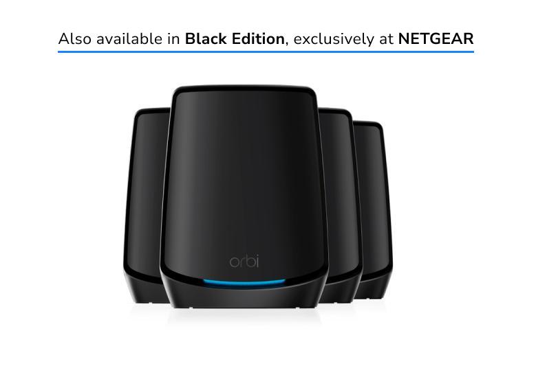 NETGEAR Orbi Tri-Band WiFi 6 Mesh System with 3 Satellite, AX6000 also available in Black Edition (RBK864SB)