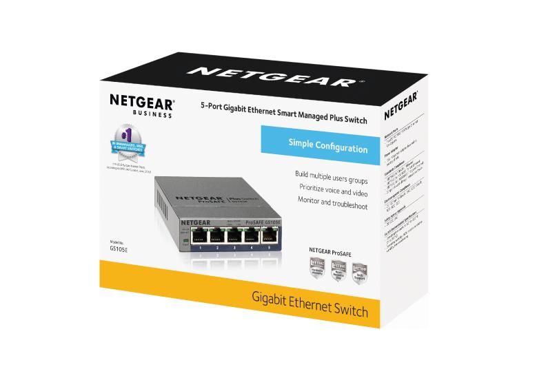 New NetGear Prosafe GS105Ev2 5-Port Gigabit Ethernet Plus Switch GS105E-2A1NAS 