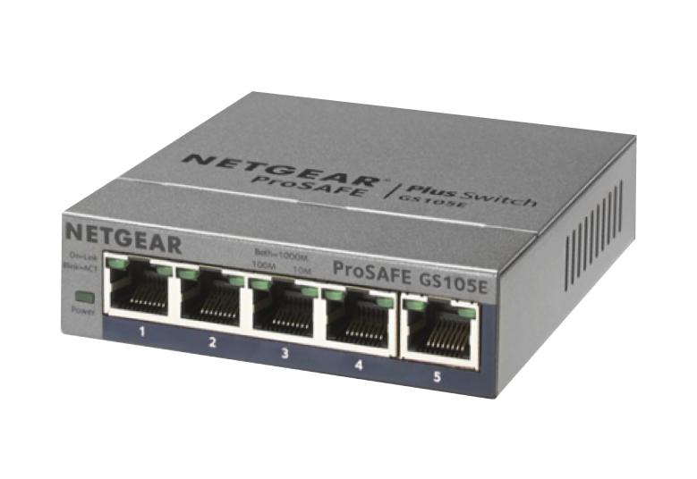 NetGear Prosafe GS105Ev2 5-Port Gigabit Ethernet Plus Switch GS105E-2A1NAS New 