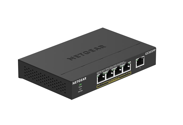 GS305P NETGEAR 5-Port Gigabit Ethernet Unmanaged PoE Switch - with 4 x PoE+ @ 63W Desktop or Wall Mount Renewed