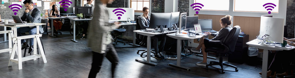 People in the office using WiFi connection