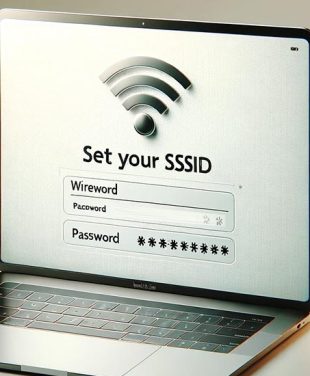 Laptop with set your SSID on the screen