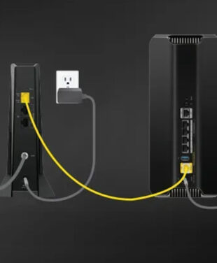 a modem connected to a router