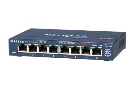 Netgear FS108 V2 Fast Ethernet de 8 Puertos Hub 10/100 conmutador no administrado-Ref X 