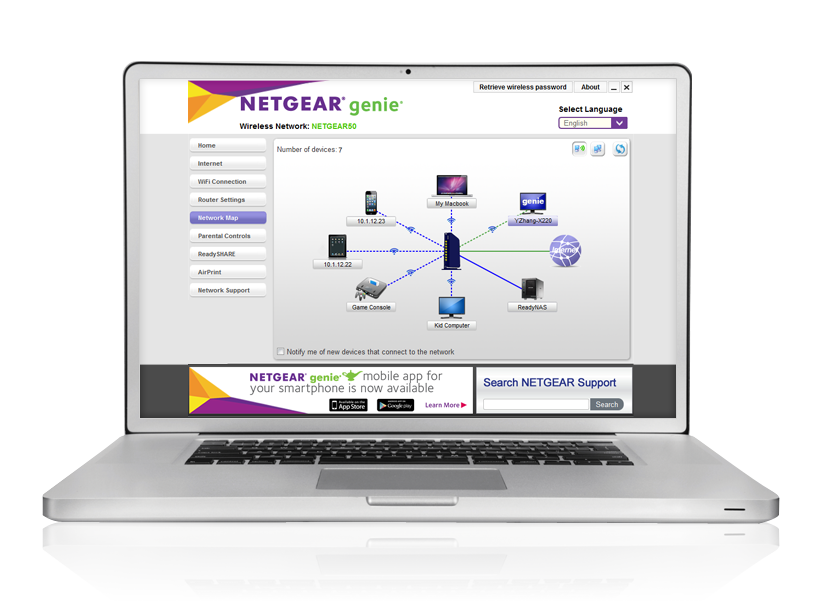 genie Landing Page | Apps | Discover | Home | NETGEAR
