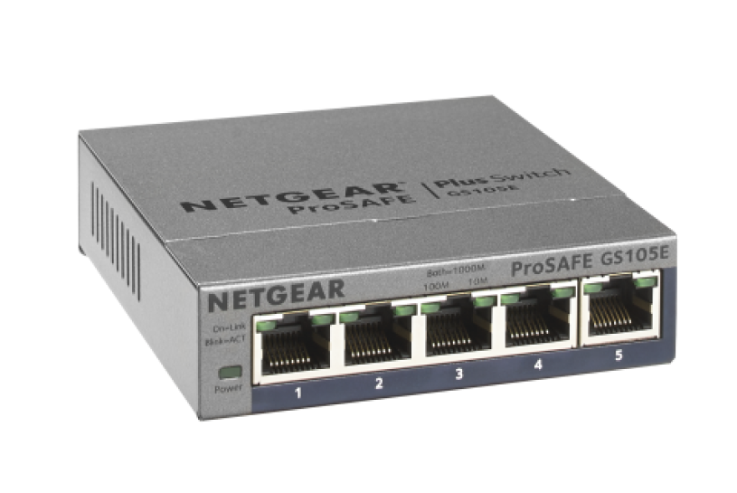 Bureau ou Rackable GS105E Protection ProSAFE & Basics Câble réseau Ethernet RJ45 catégorie 6-0,9m Métal Smart Manageable Netgear Switch Ethernet Gigabit 5 Ports 10/100/1000 mbps Silencieux 