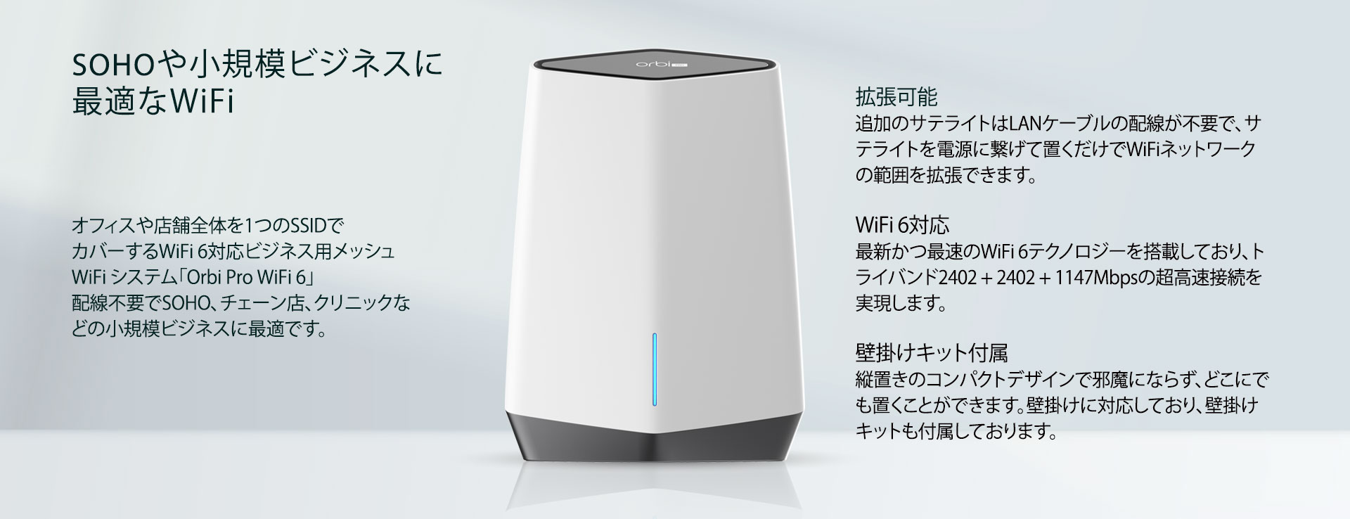 Orbi Pro WiFi 6トライバンドメッシュWiFiシステム 追加用サテライト