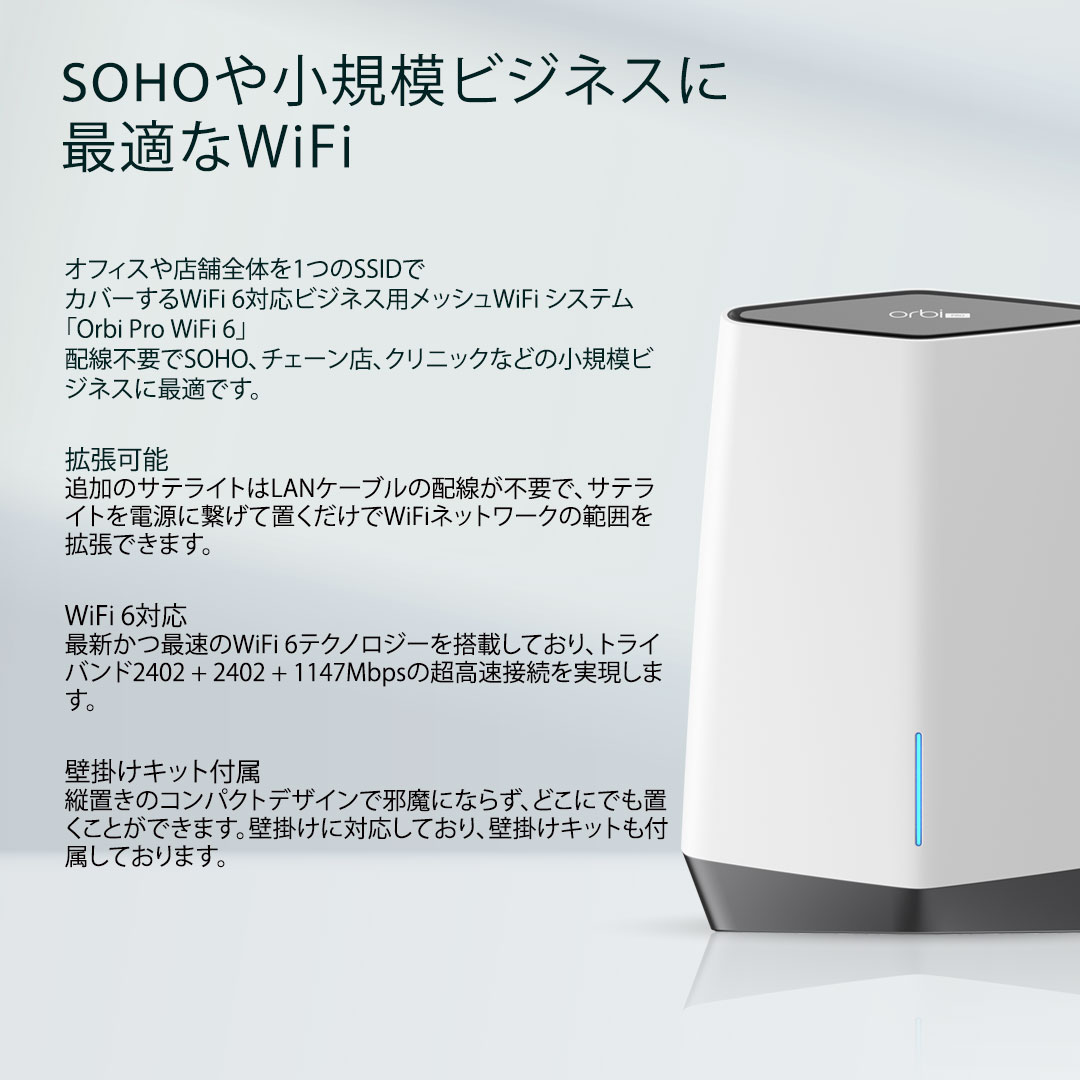 Orbi Pro WiFi 6トライバンドメッシュWiFiシステム 追加用サテライト