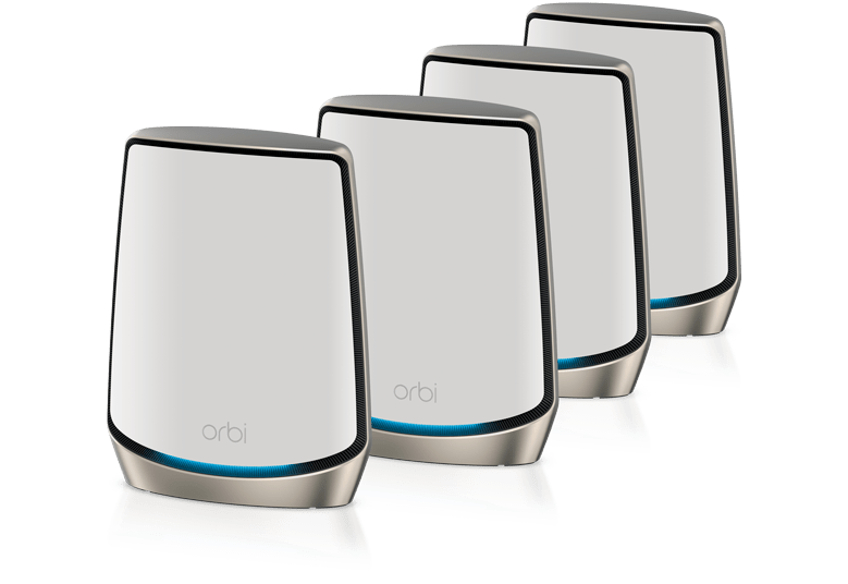 NETGEAR Orbi Tri-Band WiFi 6 Mesh System (RBK864S) with 3 Satellite, AX6000 with 1 year Netgear Armor included Creative white