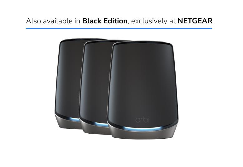NETGEAR Orbi Tri-Band WiFi 6 Mesh System with 2 Satellite, AX6000 also available in Black Edition (RBK863SB)