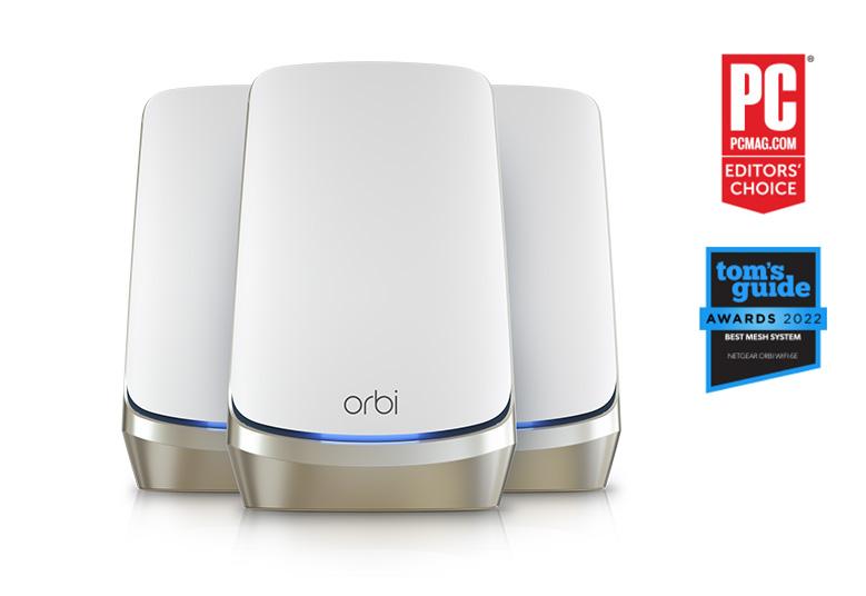 Orbi RBKE963 White, PC EDITORS CHOICE,  TOMS GUIDE BEST MESH SYSTEMS 