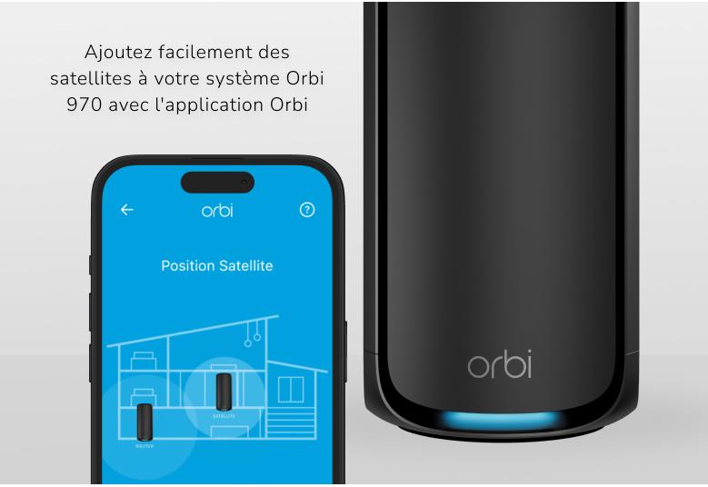 Orbi RBE970B Easily add Orbi Satellites to your 970 Series system using the Orbi App