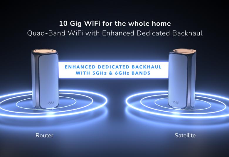 Orbi RBKE973S 10 Gig WiFi for the whole home Quad-Band WiFi with Enhanced Dedicated Backhaul