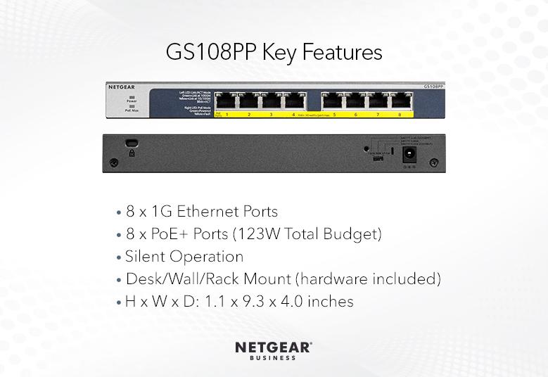 GS108PP | PoE+ | アンマネージ | スイッチ | 法人向け | NETGEAR