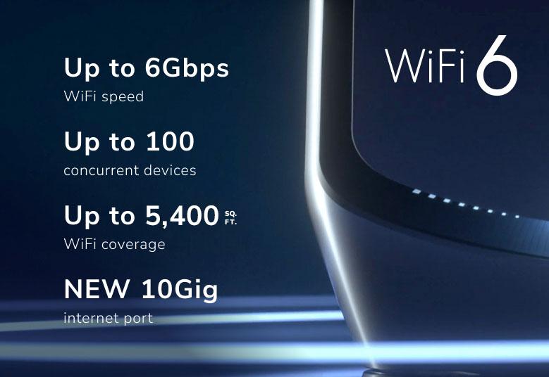 NETGEAR high-performance, whole-home  Orbi Tri-Band WiFi 6 comes with speed up to 6 Gbps (RBK862SB)